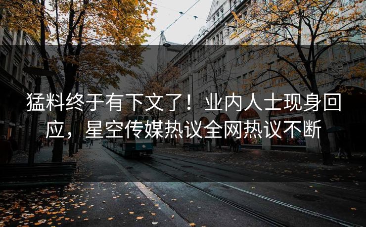 猛料终于有下文了！业内人士现身回应，星空传媒热议全网热议不断