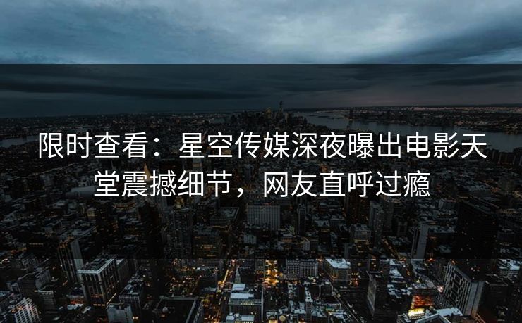 限时查看：星空传媒深夜曝出电影天堂震撼细节，网友直呼过瘾