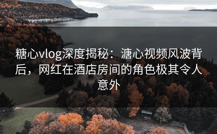 糖心vlog深度揭秘：溏心视频风波背后，网红在酒店房间的角色极其令人意外