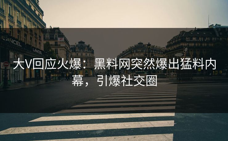 大V回应火爆：黑料网突然爆出猛料内幕，引爆社交圈