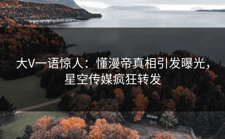 大V一语惊人：懂漫帝真相引发曝光，星空传媒疯狂转发