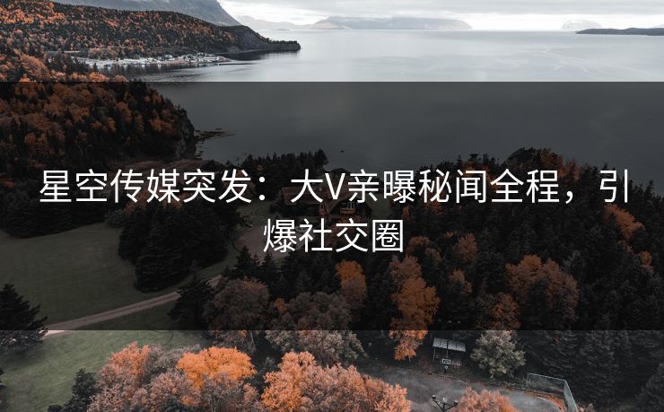 星空传媒突发：大V亲曝秘闻全程，引爆社交圈